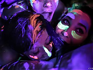 super-hot lesbos frolicking with fluorescent bod paint